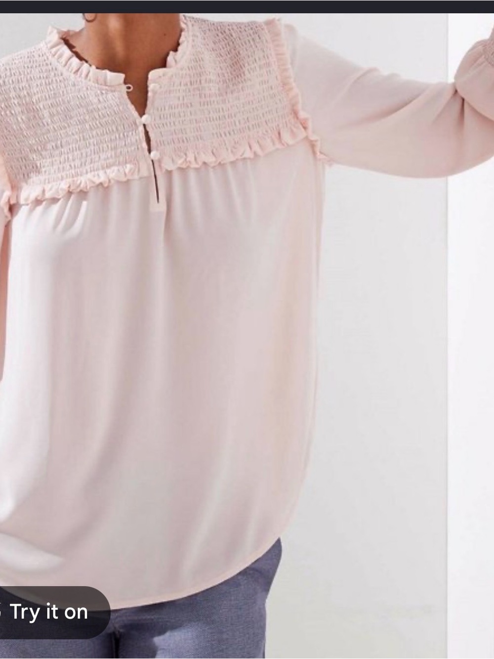 2 for $20 sale: Loft pink long sleeve blouse ruffle trim collar and cuffs - XL